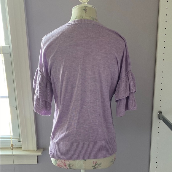 Black Tape Lavender Ruffle Sleeve Sweater - Picture 7 of 8